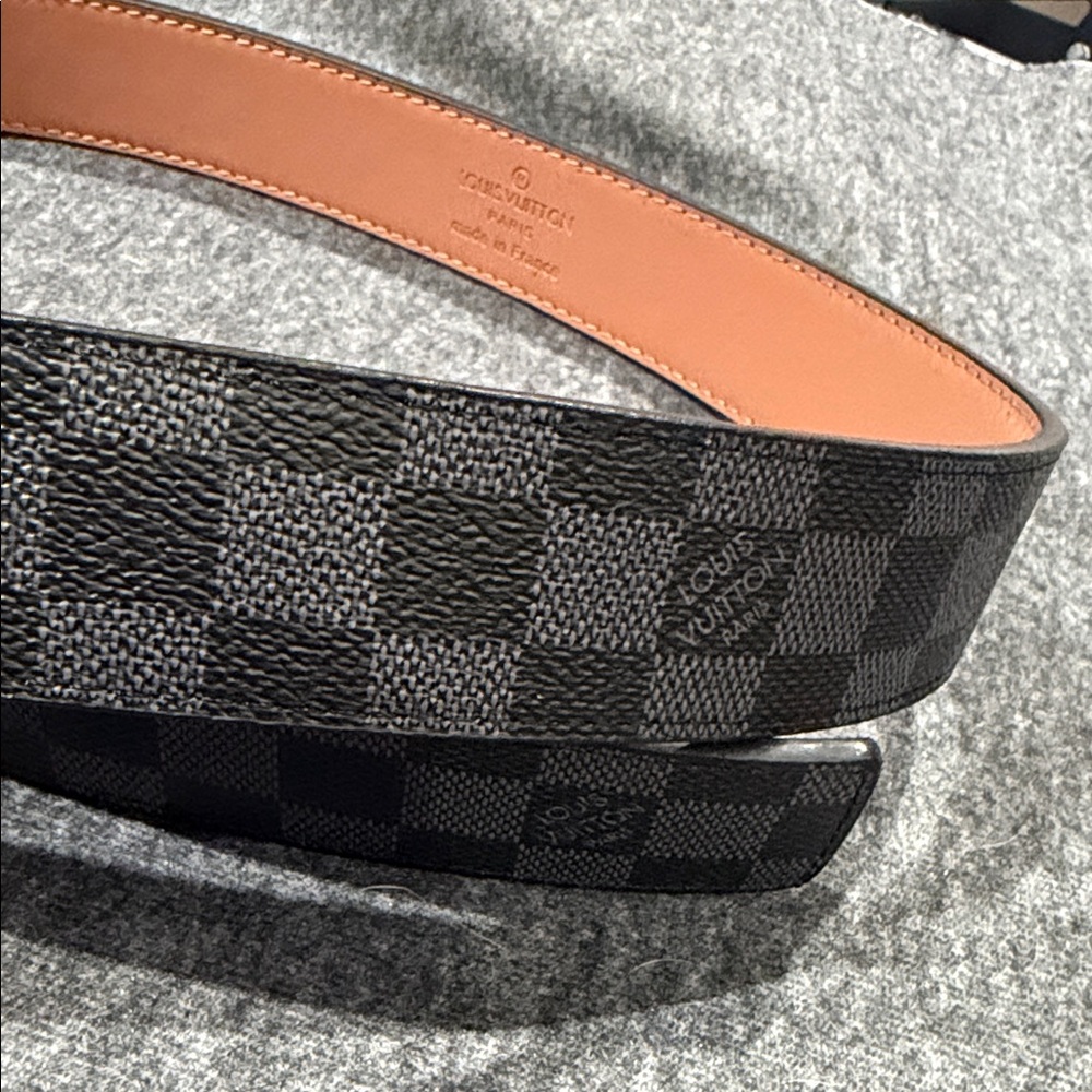 Black Checkered Men's Belt with buckle - Picture 7 of 10
